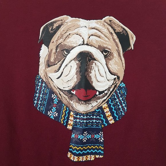 Club Room Red Plum Bulldog Scarf Graphic, S - NWT - Picture 2 of 5
